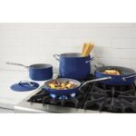 Batería de cocina ollas y sartenes Cuisinart 34C-12SP 12 piezas antiadherente Purelyceramic azul zafiro