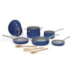 Batería de cocina ollas y sartenes Cuisinart 34C-12SP 12 piezas antiadherente Purelyceramic azul zafiro