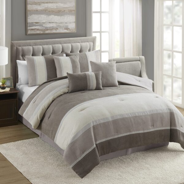 Juego de edredón de gamuza sintética Sweet Home Collection 7 Piece Faux Suede Comforter Set 7 piezas tamaño King color g