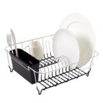 Escurridor de platos Sweet Home Collection 2 Piece Dish Drainer Rack Set negro 14.5 x 13 x 5.25 pulgadas con soporte par