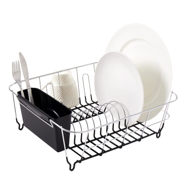 Escurridor de platos Sweet Home Collection 2 Piece Dish Drainer Rack Set negro 14.5 x 13 x 5.25 pulgadas con soporte par