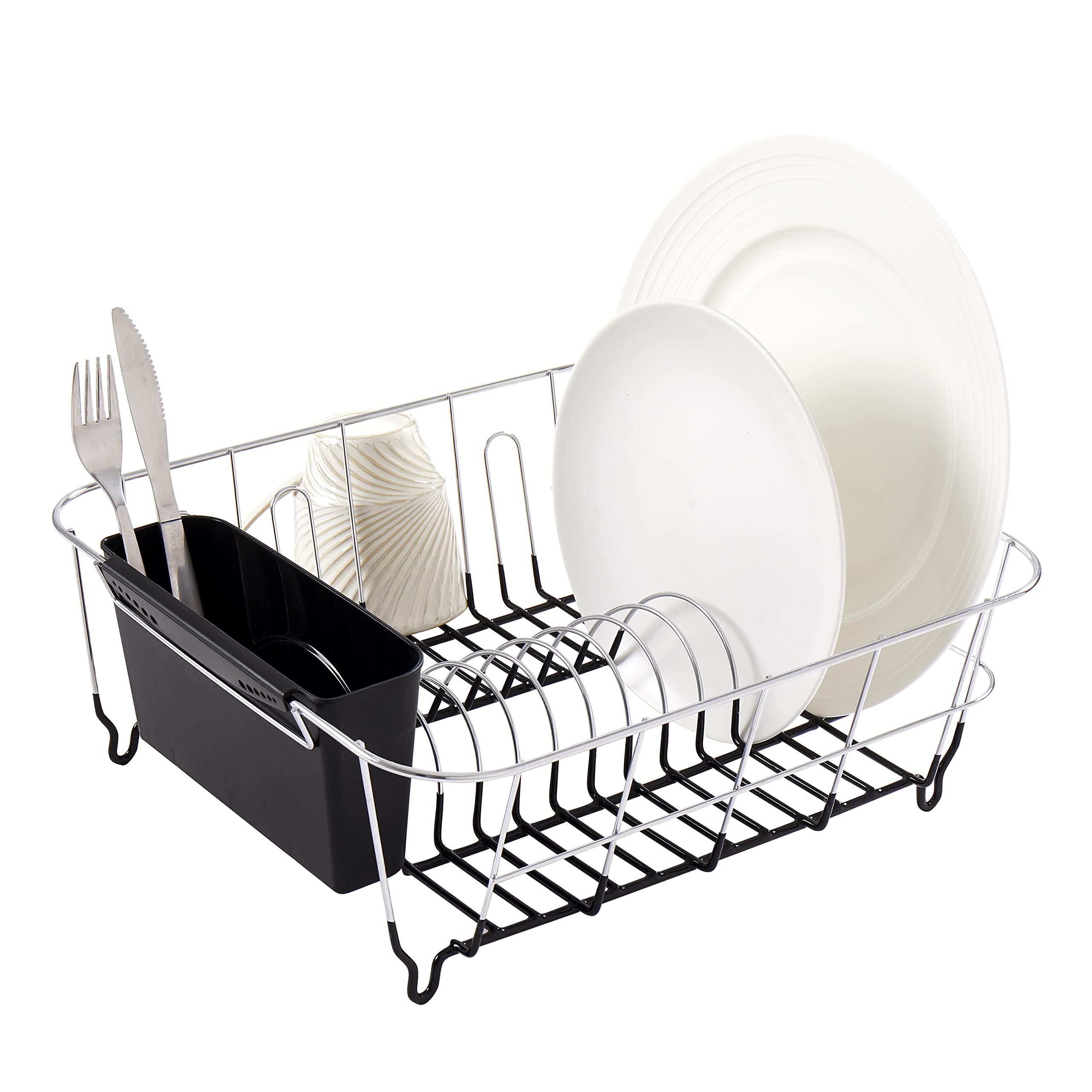 Version 1.0.0 Escurridor de platos Sweet Home Collection 2 Piece Dish Drainer Rack Set negro 14.5 x 13 x 5.25 pulgadas con soporte par