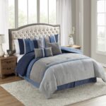 Juego de edredón de gamuza sintética Sweet Home Collection 7 Piece Faux Suede Comforter Set tamaño King color mezclilla