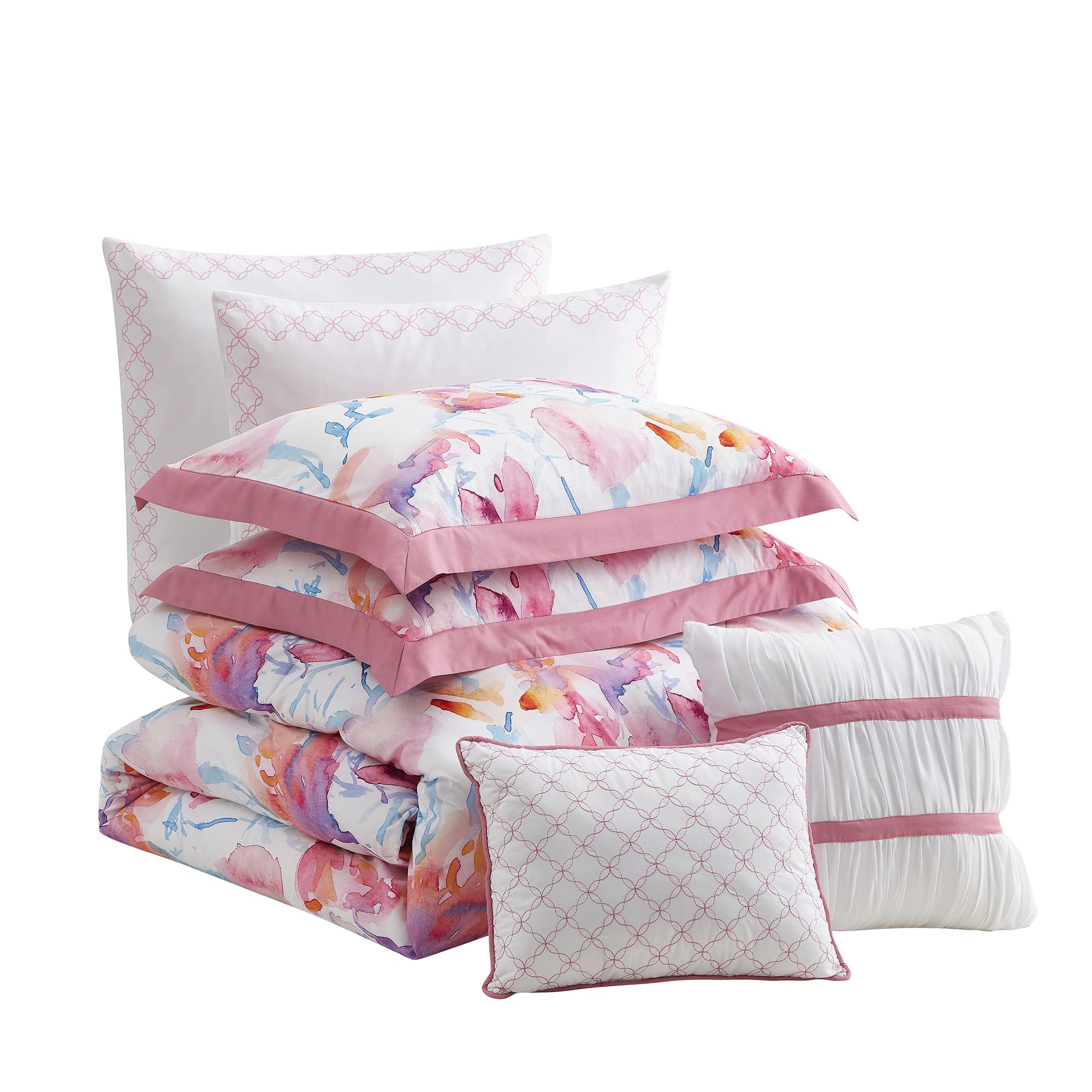 Version 1.0.0 Juego de edredón Melrose Sweet Home Collection 7 Piece Comforter Set 10 7 piezas tamaño King con fundas almohadas decora