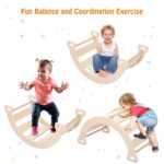 Juego de gimnasio interior para niños pequeños, juguetes de escalada de madera 3 en 1, triángulo plegable para escalada