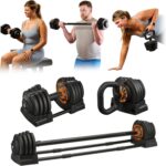 LifePro Adjustable Dumbbells Set – Quick-Adjust Space-Saving Weights with Anti-Slip Handle for Home Gym Strength Trainin