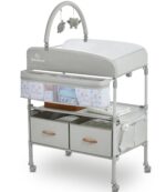 BabyBond Cambiador portátil para bebé con 2 cestas de almacenamiento, cambiador plegable cómoda cambiador de pañales, es
