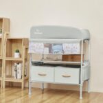 BabyBond Cambiador portátil para bebé con 2 cestas de almacenamiento, cambiador plegable cómoda cambiador de pañales, es