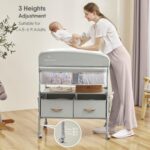 BabyBond Cambiador portátil para bebé con 2 cestas de almacenamiento, cambiador plegable cómoda cambiador de pañales, es