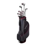 Wilson Tour Velocity - Juego completo de golf con bolsa de soporte, mano derecha para hombre, flexible regular, negro/ro