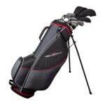 Wilson Tour Velocity - Juego completo de golf con bolsa de soporte, mano derecha para hombre, flexible regular, negro/ro
