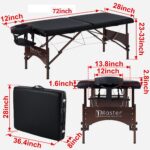 Master Massage Argo - Mesa de masaje portátil de 28 pulgadas en negro con patas de nogal, cama de spa para ejercicio y m