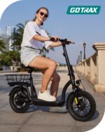 Gotrax Adult Electric Scooter with Seat, Max 19-25miles Range, 15.5-20mph Power by 350W-500W Motor, All-Terrain Tire & W