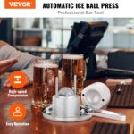 VEVOR Kit de prensa de bolas de hielo, prensa de hielo de aluminio de aviación con molde de bloque de hielo, alfombrilla
