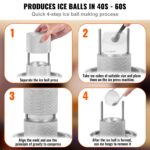 VEVOR Kit de prensa de bolas de hielo, prensa de hielo de aluminio de aviación con molde de bloque de hielo, alfombrilla