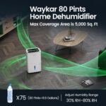 Deshumidificador Waykar YDZ-80 Energy Star 80 pintas por día manguera de drenaje 5000 pies cuadrados portátil