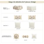 TOPLUXE Valencia VCLM-Valencia-King juego de edredon jacquard europeo lujo 9 piezas King beige perlado falda de cama alm