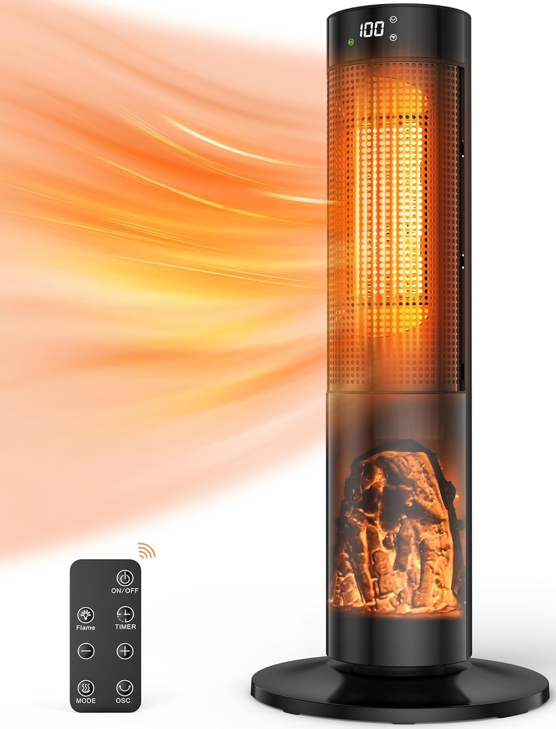 Version 1.0.0 Calentador torre TRUSTECH KPT-1607F 1500W 26 pulgadas oscilación 60 grados termostato 3 modos temporizador 12 horas