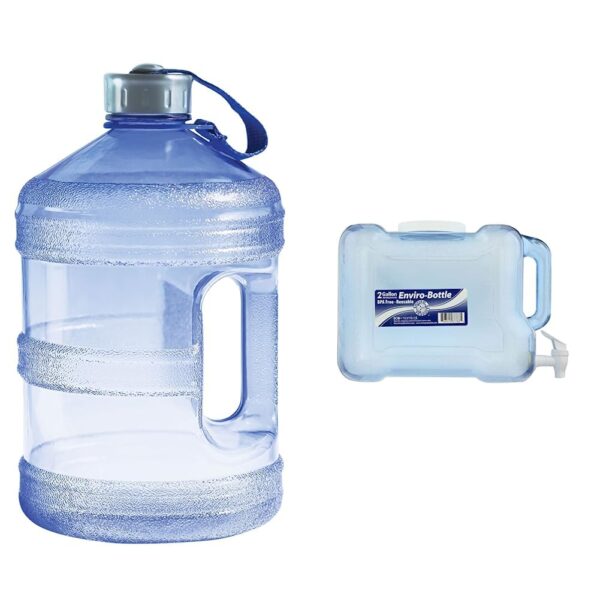 Botella de agua redonda de 1 galón y garrafón dispensador para refrigerador de 2 galones con llave New Wave Enviro libre
