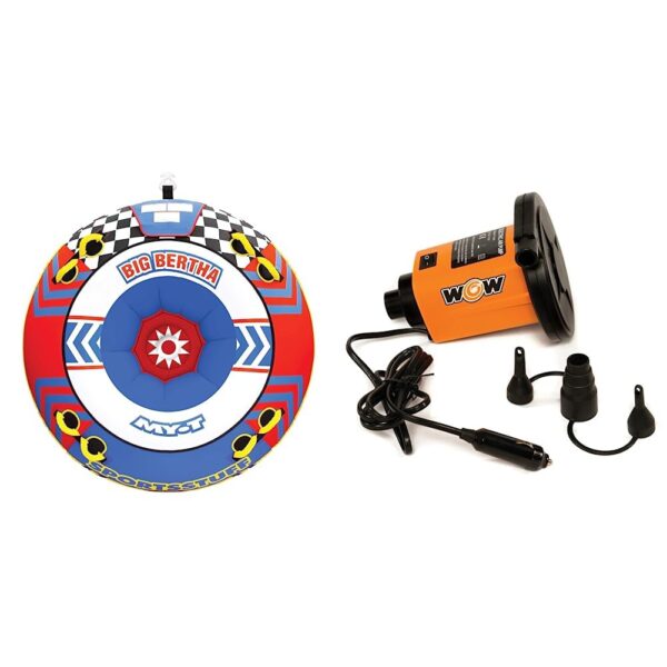 SportsStuff Big Bertha - Inflador de aire eléctrico con tubo remolcable y Wow Sports