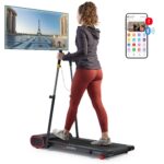 Caminadora compacta bajo escritorio Sunny Health Fitness SF-T723007 motor 1.5HP 0.5 a 3.7 mph bastones trekking Bluetoot