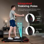 Caminadora compacta bajo escritorio Sunny Health Fitness SF-T723007 motor 1.5HP 0.5 a 3.7 mph bastones trekking Bluetoot