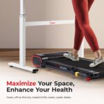 Caminadora compacta bajo escritorio Sunny Health Fitness SF-T723007 motor 1.5HP 0.5 a 3.7 mph bastones trekking Bluetoot