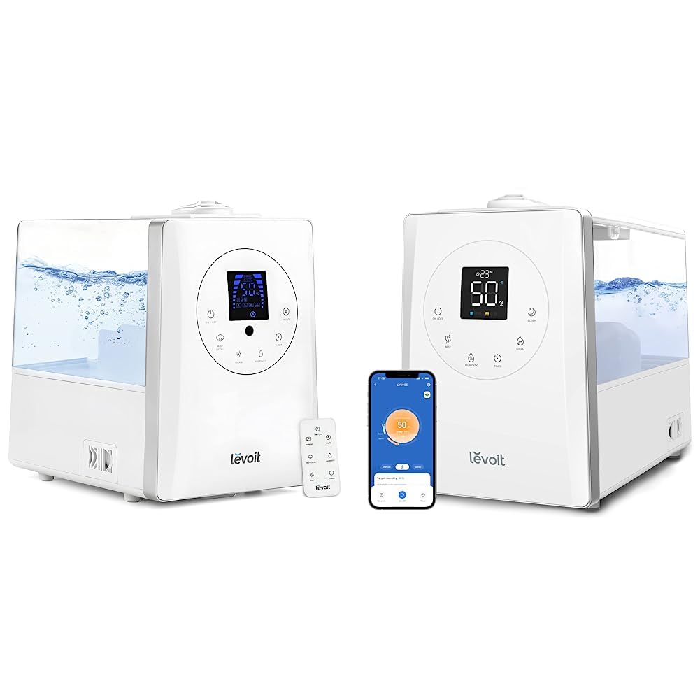 Version 1.0.0 Humidificador Ultrasónico Niebla Cálida y Fría LEVOIT LV600S 6 litros 50 horas cobertura 753 pies cuadrados blanco