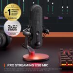 Micrófono USB SteelSeries Alias 61601 Cápsula Gaming Streaming Podcasting Cancelación de Ruido AI Sonar Software Cardioi