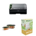 Selladora al vacío FoodSaver V4400 2 en 1 negra y plateada con aspiradora para conservar y marinar recipientes transpare