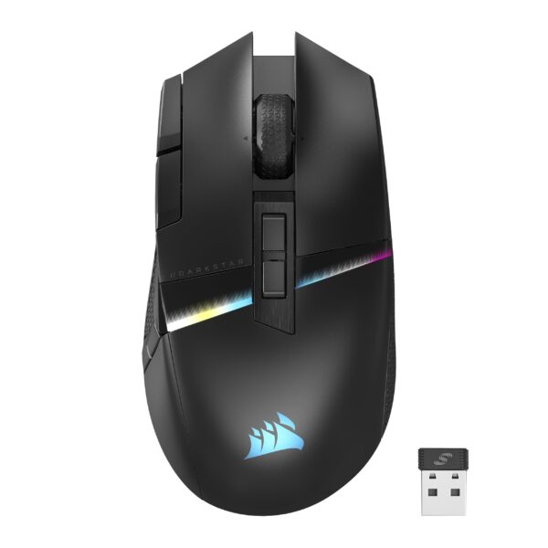 Mouse inalámbrico para juegos Corsair DARKSTAR CH-931A011-NA RGB 26000 DPI 15 botones programables MMO MOBA 80 horas bat