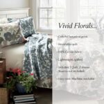 Juego de edredón reversible algodón floral Lush Decor Sydney 16T004664 tamaño King California King 3 piezas verde azul