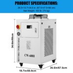 Chiller Enfriador de Agua Industrial SXYCMY CW6000 15 Litros 0.73 HP para Máquina de Grabado y Corte Láser CO2 9125 BTU