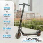 Hover-1 Journey Max - Patinete eléctrico para adultos con motor dual sin escobillas de 700 W, velocidad máxima de 19 mph