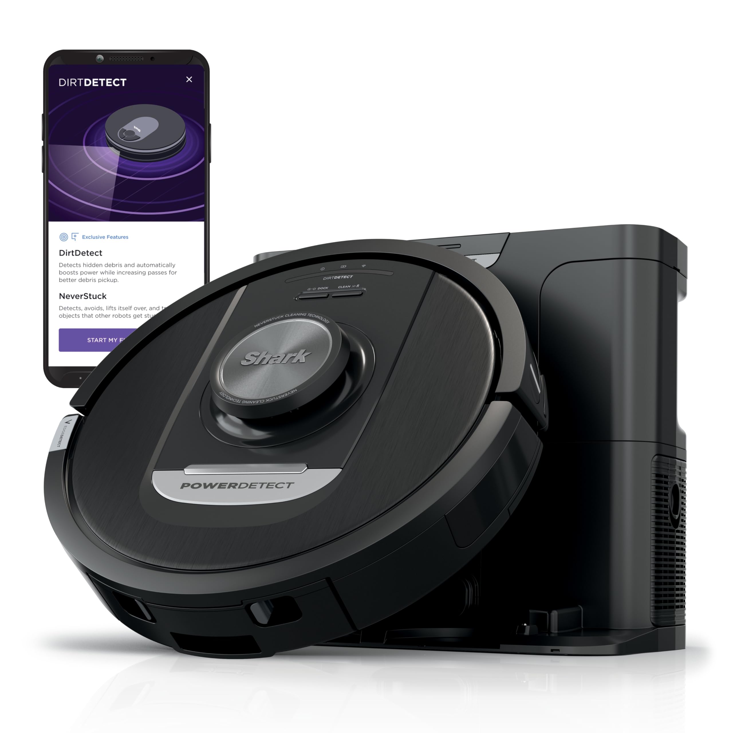Version 1.0.0 Robot aspiradora SharkNinja PowerDetect AV2820S base autovaciante HEPA NeverStuck 30 días capacidad DirtDetect alfombras