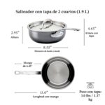 Sartén con Tapa Hestan NanoBond 60045 Acero Inoxidable y Titanio para Inducción 1.9 Litros