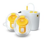 Medela - Extractor de leche manos libres con estilo, copas portátiles, extractor de leche eléctrico doble, portátil y di