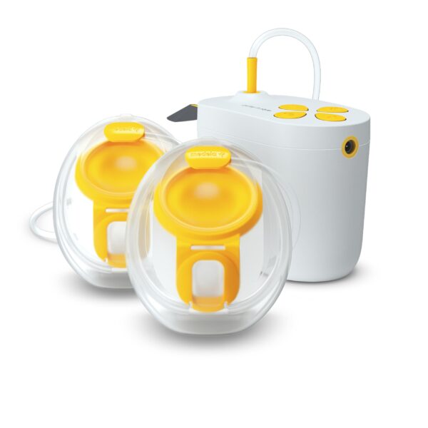 Medela - Extractor de leche manos libres con estilo, copas portátiles, extractor de leche eléctrico doble, portátil y di