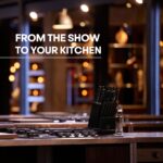 Juego de cuchillos de cocina MasterChef con bloque y afilador más tijeras, juego de 15 cuchillos de chef de grado profes