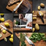 Juego de cuchillos de cocina MasterChef con bloque y afilador más tijeras, juego de 15 cuchillos de chef de grado profes