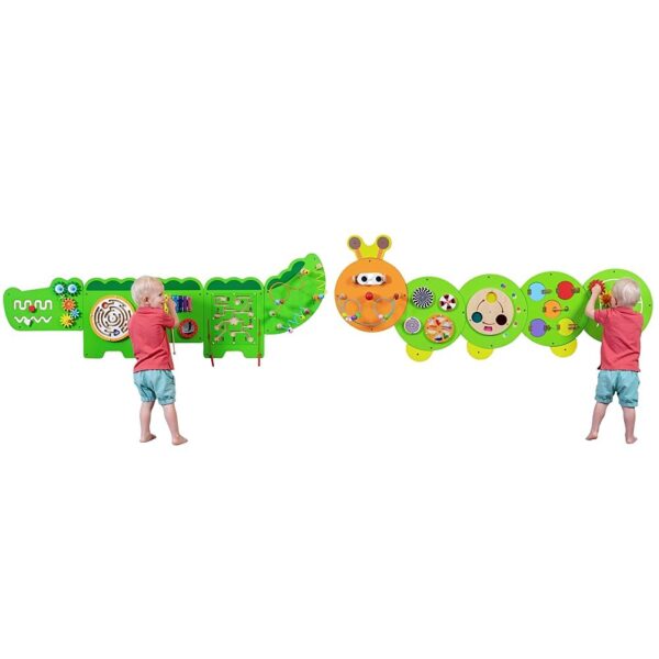 SPARK & WOW Paneles de pared de actividades de cocodrilo y oruga - Edades 18 meses - Juguetes sensoriales Montessori - T