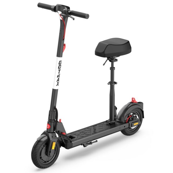 Gotrax Apex Max Scooter eléctrico con asiento de sillín, neumáticos sólidos de 8.5 pulgadas con doble amortiguador trase
