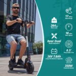 Gotrax Apex Max Scooter eléctrico con asiento de sillín, neumáticos sólidos de 8.5 pulgadas con doble amortiguador trase