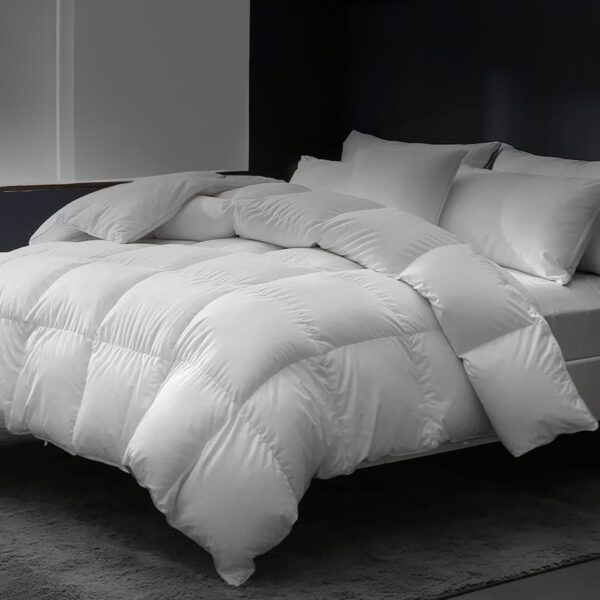 Edredon de plumon de ganso y plumas East Coast Bedding Cozy Dream 2575 Queen 86x86 pulgadas algodon organico blanco 50 o