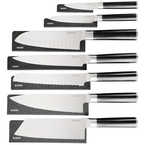 Babish - Juego de cuchillos de cocina de 14 piezas con filo completo forjado – Acero alemán de alta carbono 1.4116 con f