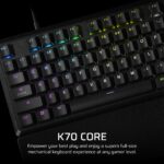 Teclado Mecánico Corsair K70 Core RGB CH-910981E-NA con Cable Interruptores Lineales MLX Red Prelubricados Teclas ABS Do