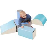 Juego de actividades de escalada y gateo para interiores para niños pequeños, juego de espuma suave que incluye bloques