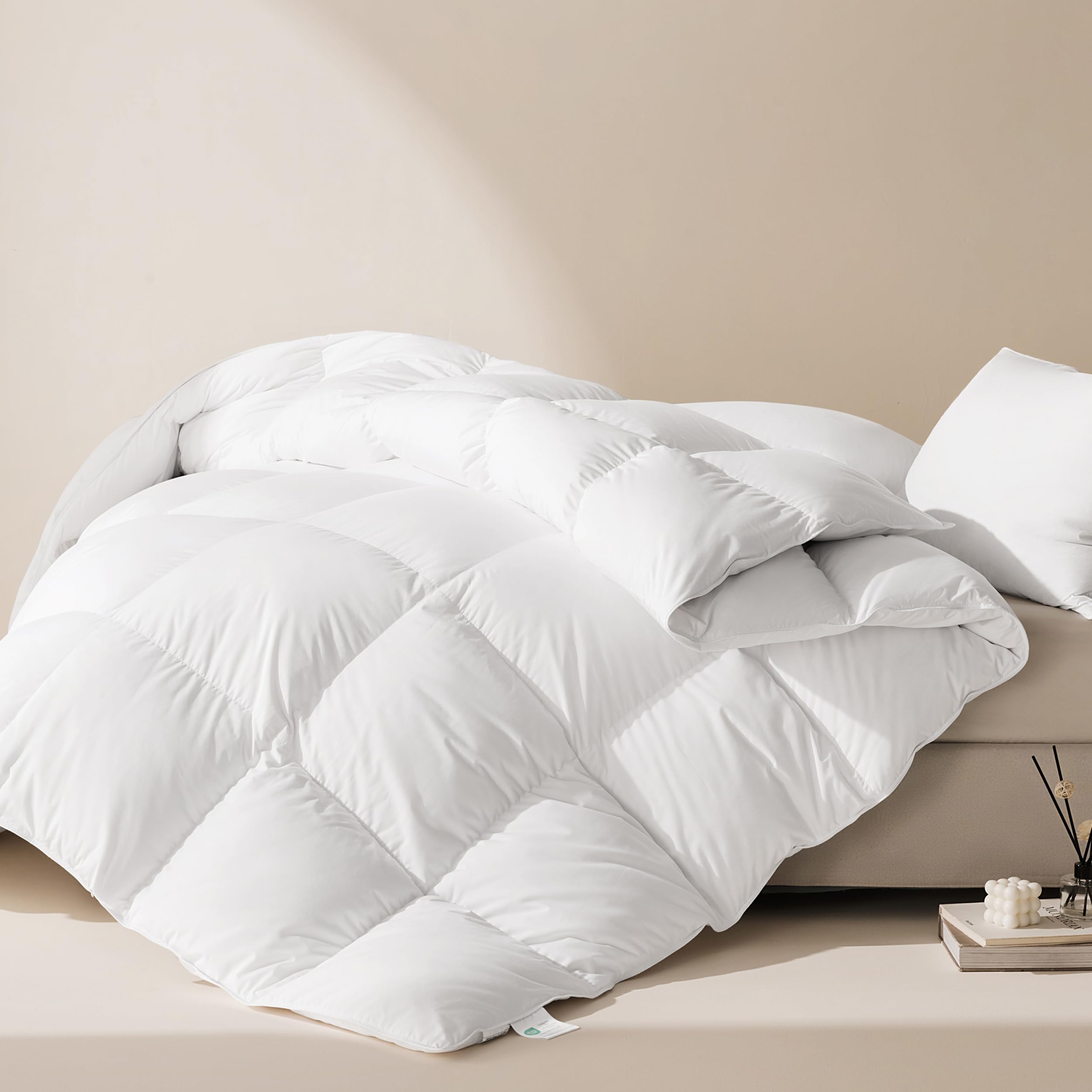 Version 1.0.0 Edredon de plumas de ganso blanco LeWinBedding ESB-120x98 relleno 750 todas las estaciones calidad hotel 8 pestanas 120