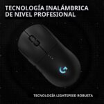 Mouse Inalámbrico para Juegos Logitech G PRO 2 Lightspeed 910-007246 Sensor HERO 2 44K DPI Botones Laterales Magnéticos
