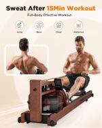 Maquina de remo YOSUDA acuatica plegable de madera 400 lb con monitor y Bluetooth tanque grande
